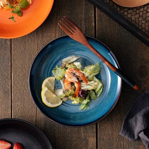 Japanese Cutlery Plate Soup Plate Matte Ceramic Plate Creative Home Plate Restaurant Spaghetti Fruit Steak Plate