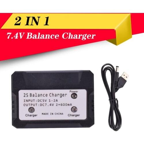 2IN1 7.4V 2S 600 mA Lipo Battery Balance Charger For RC Toys Battery Plug Input DC 5V 1-2A Syma X8C MJX X600 X101