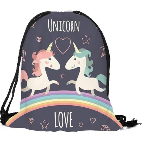 ZHBSLWT 3D Printed Love Unicorn Drawstring Bags New Fashion Women Backpack Female Cute for School Backpack-38