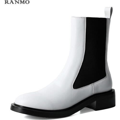 Ladies Short Boots Fashion Thick Heel Thick Bottom Chelsea Boots Elastic Casual Ladies Shoes Daily Commuter Boots Womens Boots