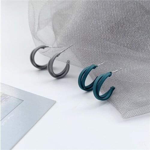 Earrings women 2020 Korean fashion temperament blue cross circle earrings simple hand made statement earrings for women