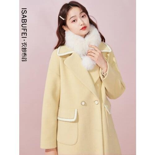 Winter 2021 new style suit collar temperament coat women mid-length Korean loose woolen coat women