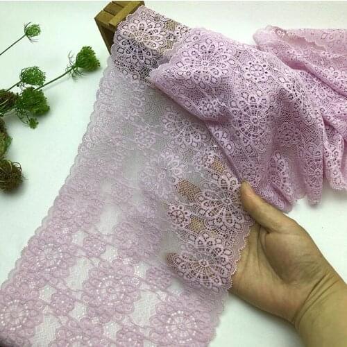 1 Meter Elastic Lace Trim Violet Stretchy Lace Ribbon Fabric DIY Crafts Sewing Garment Decoration Accessories 22cm Width