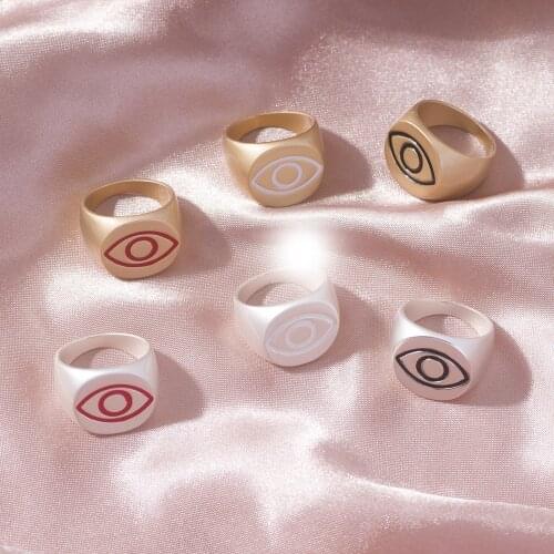 2020 Fashion punk Rings Womens Wedding Alloy Drop Oil eye simple Rings Gifts For Women Girls Party Jewelry Female Drop shipping