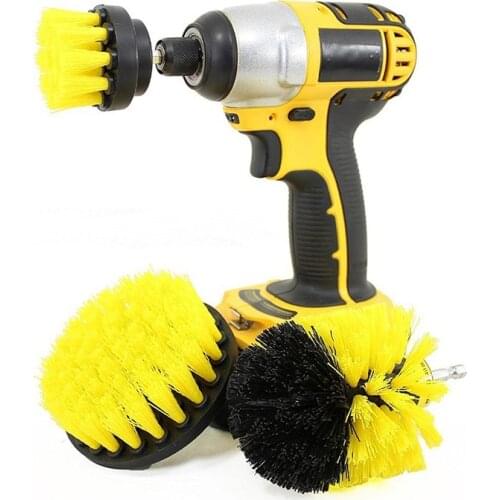 3Pcs/Set Electric Scrubber Brush Drill Brush Kit Plastic Round Cleaning Brush For Carpet Glass Car Tires Nylon Brushes 2/3.5/4