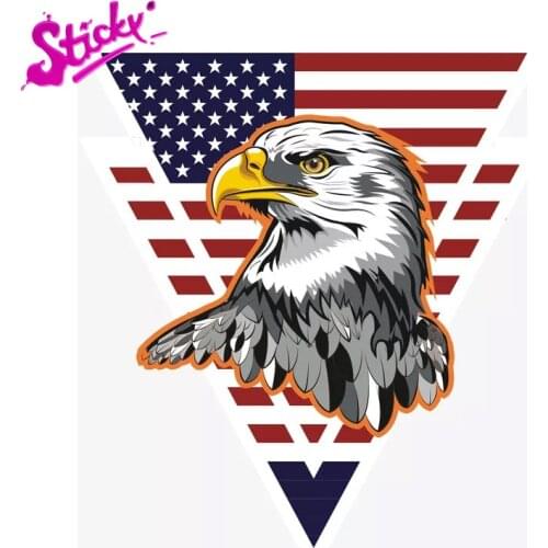 STICKY 3D Bald Eagle USA Car Stickers American Flag Car Sticker Decals for RV Auto Motocross Racing Laptop Helmet Trunk Wall