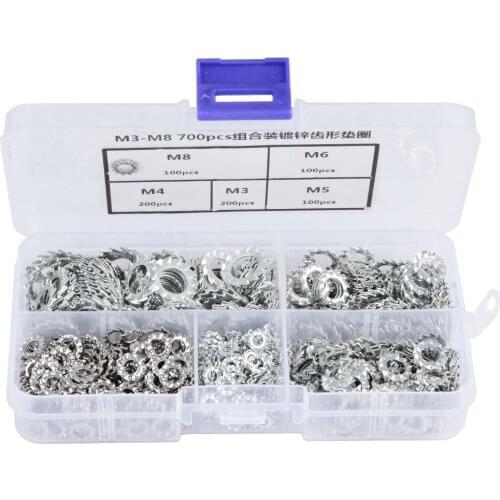 700pcs Galvanized Serrated Toothed Lock Washer Flat Set Fastening Tool Suitable For Electrical Connections Of Domestic