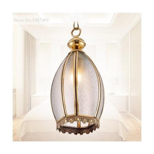 American retro copper&diamond glass Pendant lights Handwork soldering E27 LED indoor lamp for pavilion&stairs&porch BRSDD013