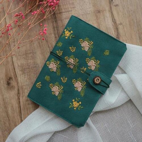 3D Acorns Embroidered Loose leaf Notebook Cotton Washable Cover 6 Inner Travel Journal Diary A5 A6 Notepad Fresh Stationery Gift