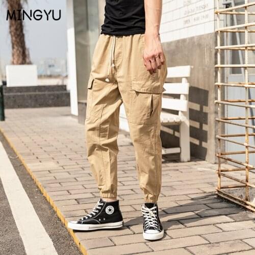 2021 Spring Autumn Cargo Pants Men Tactical Pants Slim Fit Pocket Ankle-length Military Track Trousers Quality Clothes