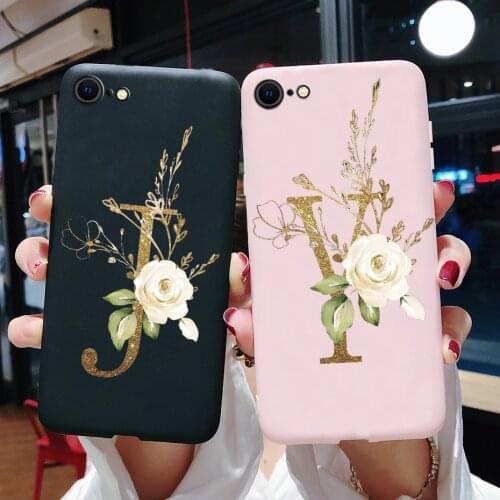 For iPhone SE 2020 Case Black Matte Cute Letters Silicone Cover Phone Case for iPhone SE 2 2020 SE2 SE2020 Cases 4.7" Back Cover
