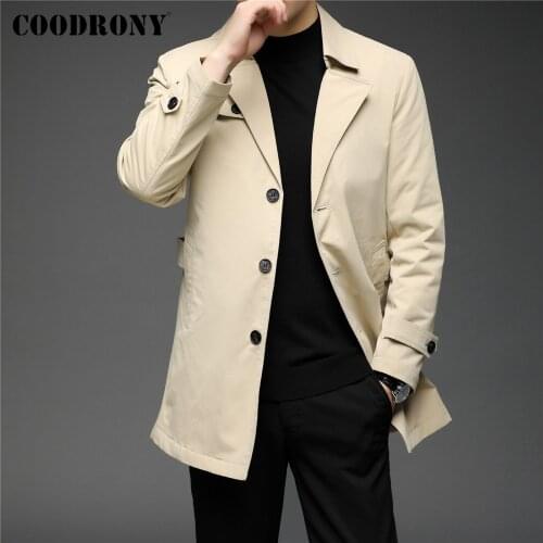 COODRONY Men's Long Trench Coats