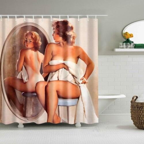 Dafield Sexy Shower Curtain Women Nude Ass Hot Bikini Girls on the Beach Waterproof Polyester Fabric Bathroom WIth Hooks