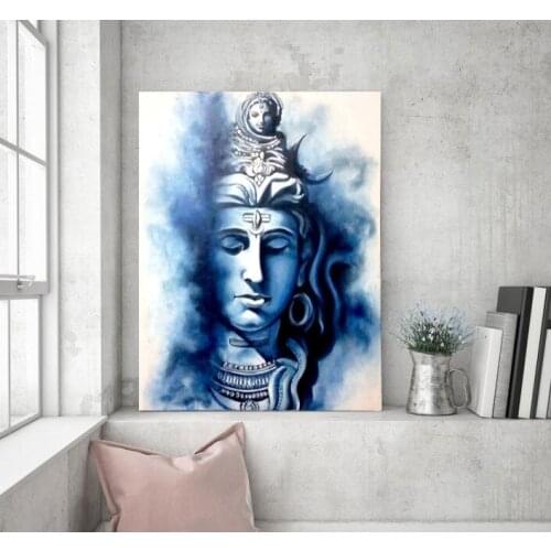 India Lord Siva Painting Hand Made On Canvas Graffiti Art Oil Painting For Wall Decoration