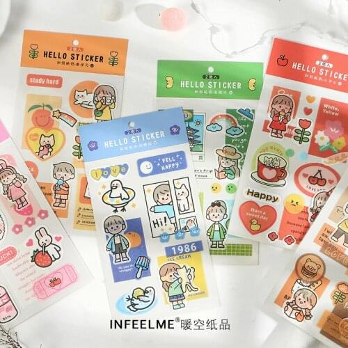 Infeel.me happy Girlhood paper diary sticker Decoration label sticker pack 1 lot = 18 pack wholesale