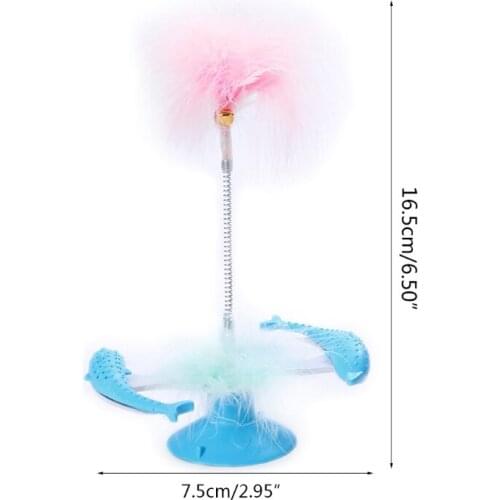 Interactive Cat Toy Dolphin Rotating Windmill with Sucker Leaking Food Toy Funny Cat Toys for Indoor Cats Home Durable