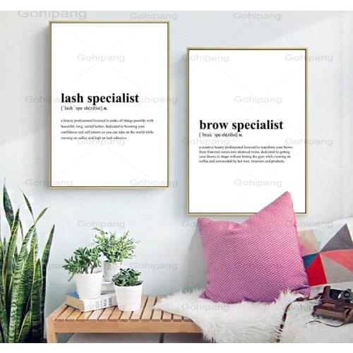 Lash Specialist Definition Canvas Painting Brow Specialist Quotes Posters Eyelash Eyebrow Beauty Salon Wall Art Painting Decor