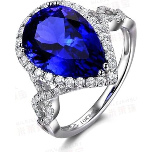 Water Drop 5ct Lab Sapphire Diamond Ring 10KT White Gold Filled Engagement Wedding band Rings for Women Bridal Party Jewelry