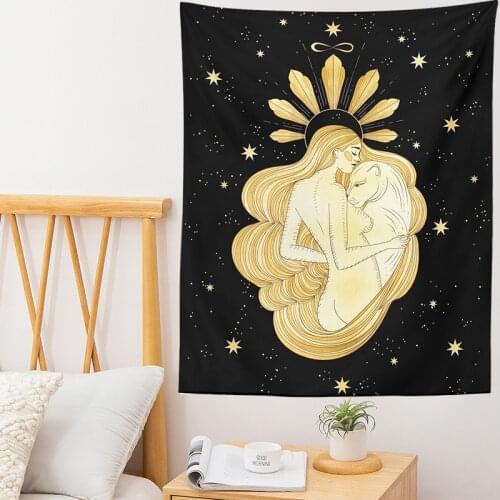 Moon Woman Tapestry Psychedelic Tapestries Psychedelic Yoga Carpet Room Decoration Decoration Mural Aesthetic Room Decor Tapiz