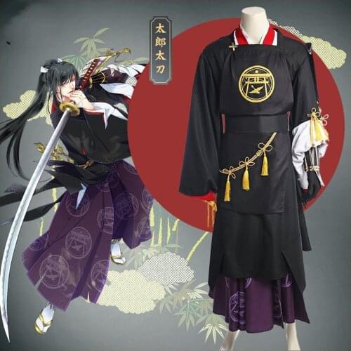 Hot Webgame Touken Ranbu Taroutachi Kimono Cosplay Costume Custom Black Printed Kimono Clothing For Adult