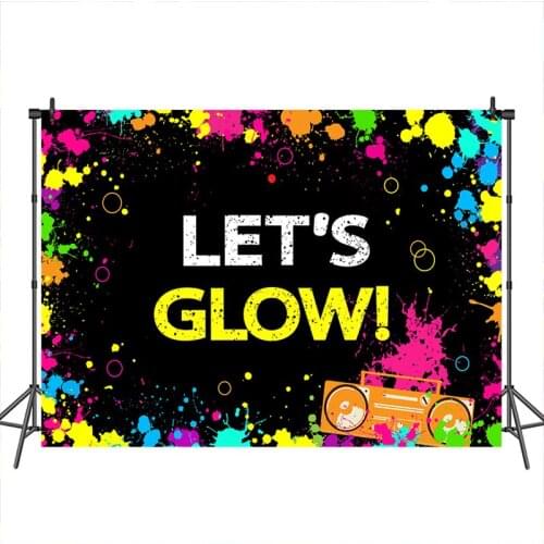 Neoback Lets Glow Photographic Background Graffiti Style Birthday Party Banner Decoration Photography Backdrops Studio Shoots