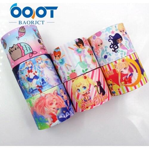 OOOT BAORJCT 184093 38 mm 10 yards Cartoon Ribbons Thermal transfer Printed grosgrain Wedding Accessories DIY handmade material