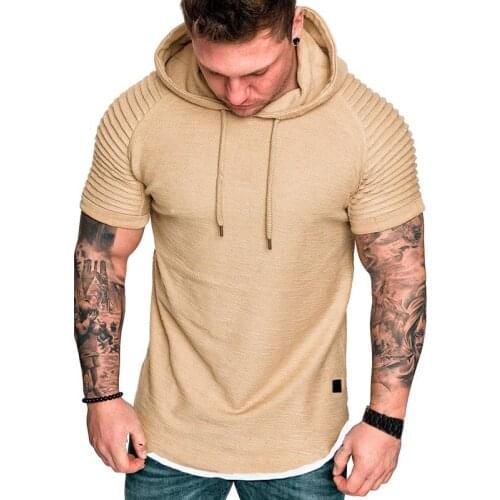 Mens Oversized t-shirt Summer Man Short Sleeve t-shirts Casual Solid Hooded t shirt homme Plus Size Tops Streetwear men tshirt