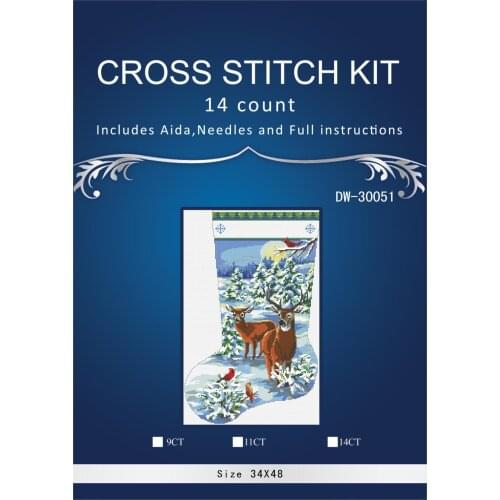 Christmas Sock style Dimensions painting home Decor counted white canvas Cross Stitch kits14ct needlework Set3th