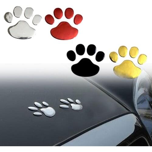 2pcs 3D Cute Bear Puppy Footprint Car Stickers Cartoon Cute Automobile Body Styling Decoration Footprint Decals