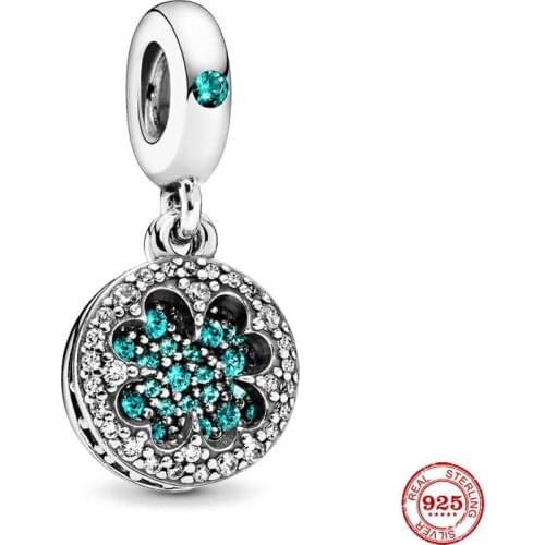 New Original Silver Lucky Four Leaf Clover Dangle Charm fit European Pandora Charms Bracelet Bangles Diy Jewelry Dropshipping