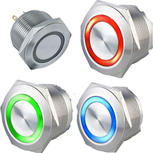 Common Cathode 22mm Reset Normal Open Tri-Color (Red, Green, Blue) Metal Electric Switch