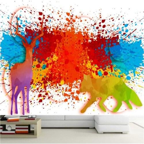 Personalized Non-Woven Wallpapers Hand Painting Animals Wall Mural for Bedroom Living Room Home Decorative Wall Papers Modern 3D