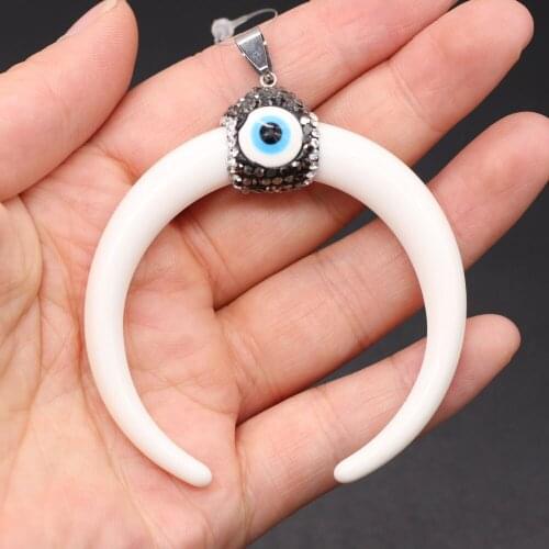 Pendant crescent shaped ox bone with eye beads for Jewelry Making DIY Necklace Bracelets Retro style 54x55mm