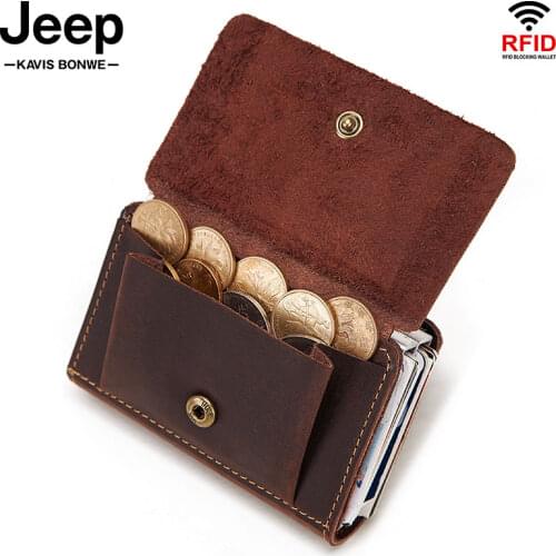 Hot Brand Credit Card Holder Wallet Men RFID Vintage Aluminium Bag Crazy Horse Cow Leather Male Bank Cardholder Mini Coin Perse