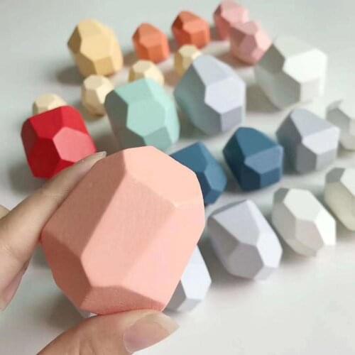 Rainbow Wooden Stones Stacked Le Building Block Enlightenment Toy Creative Stacking Block Balance Game Gift Toy