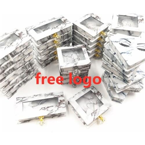 Crystal handle Wholesale False Eyelash Packaging 3d Mink eyelashes Boxes Faux Cils lash strip Case Empty Marble eyelash box