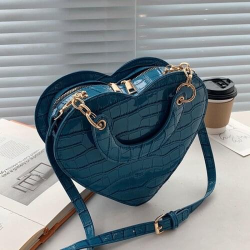 Stone Pattern Shoulder Bags for Women Chain Fashion Casual Tote Ladies Heart-shaped Crossbody Bags Solid Designer Handbags Sac