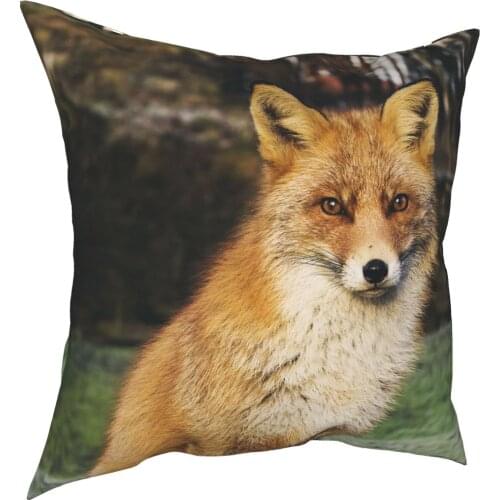 Red Fox Pillow Cover Decoration Animal Cushion Cover Throw Pillow for Living Room Polyester Double-sided Printing Leisure