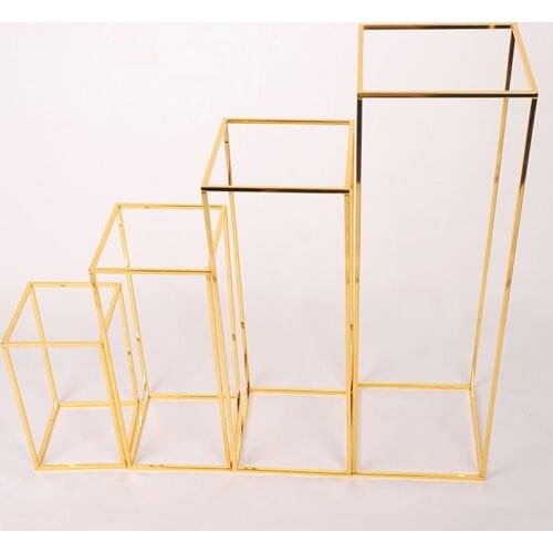 Golden Wrought Iron Geometric Road Leading Wedding Decoration Props Stage Setting Metal Display Flower Stand Party Supplies