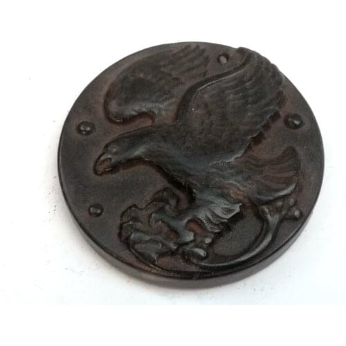 YIZHU CULTUER ART Collection Old China Hongshan Culture Black Magnet Jade Force Eagle Pendant Ornament