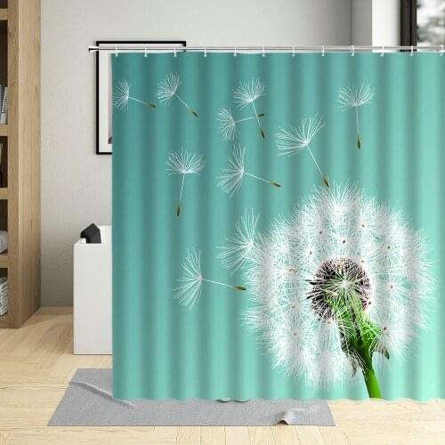 Beautiful Blooming Flowers Sunflower Dandelion Landscape Printing Pattern Curtain Bathroom Shower Curtain With Hook Washable