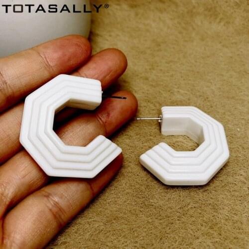 TOTASALLY Simple Geometric Designed Womens Earrings Trend Acrylic hoop Earrings Lady Stylish Club Show Jewelry Gifts Dropship