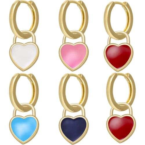 ZHUKOU 1 piece 2020 NEW small hoop earrings heart charms gold color hoop earrings for women Minimalist Jewelry model: VE224