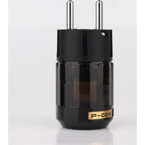 1 pair X Hifi audio Brass P-004E +puer copper C-004 Rhodium Plated EU Schuko AC Power Plug extension adapter