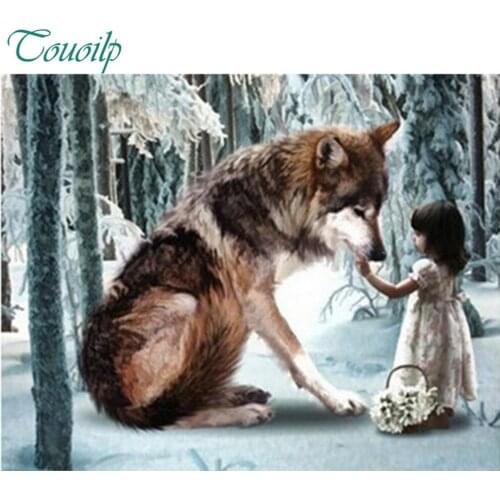 2018 5D New Rhinestones Diy Diamond Painting Cross Stitch Full Square Drill Resin Mosaic Diamond Embroidery Wolf Girl Needlewor