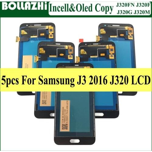 5 Piece OLED Incell For Samsung J3 2016 Display J320 J320F LCD Touch Screen Digitizer For SAMSUNG Galaxy J3 2016 J320FN Display