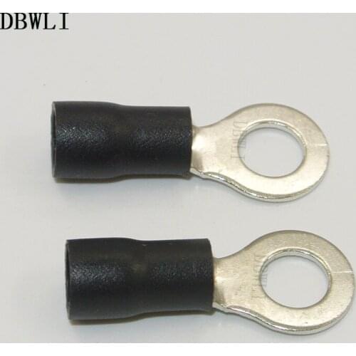 500pcs RV3.5-8 14-12AWG 2.5-4mm2 5/16" Black Insulated ring Terminals Electrical Crimp Connector