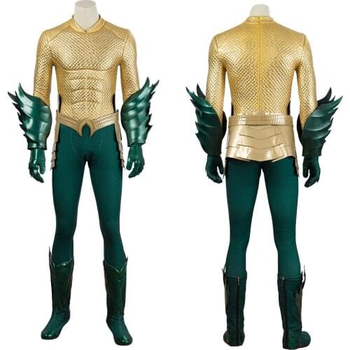 Aqua Cosplay Costume Arthur Curry Fight Jumpsuit Fancy Halloween Role-playing Bodysuit Full set With Accessories