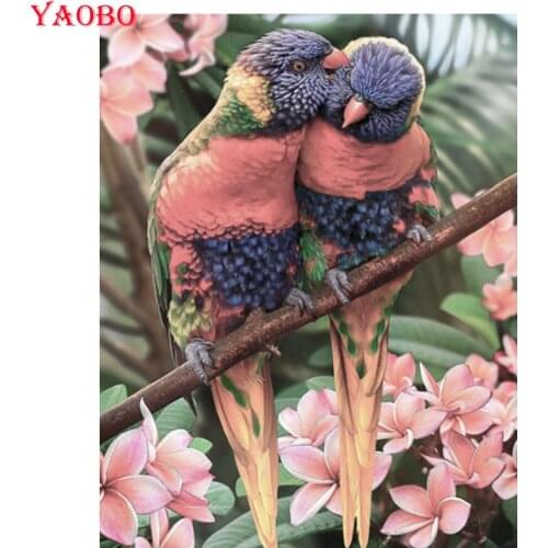 Diy 5D Diamond Painting Cross Stitch Parrot Couple Diamond Mosaic Embroidery Bird Flower Picture Full Square Round Drill Decor