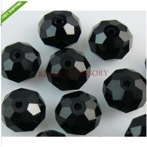 Wholesale 2850pcs/lot Black 8MM Faceted Rondelle Beads Loose Spacer Crystal Glass Beads For Jewelry Making Bracelet DIY Beads